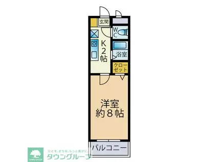 ジュネス室見(1K/2階)の間取り写真