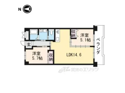 第2くめマンション(3DK/4階)の間取り写真