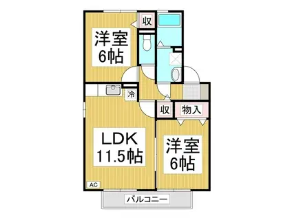 グランディールT B(2LDK/1階)の間取り写真