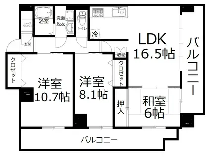 CREST中田(3LDK/2階)の間取り写真