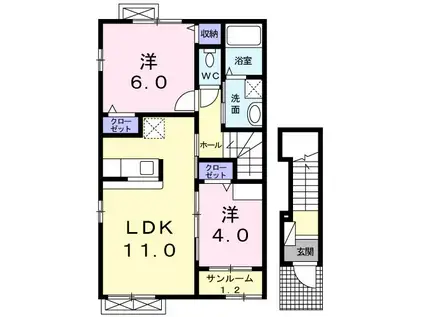 リシェル(2LDK/2階)の間取り写真
