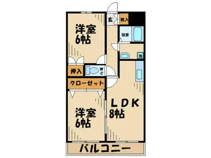 グランビューみなみ野(2LDK/3階)の間取り写真