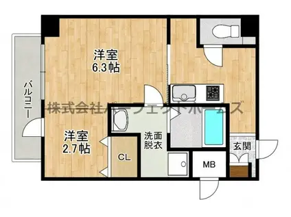 プラリア磯島(ワンルーム/1階)の間取り写真