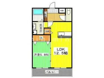 ソリテール麻生田(1LDK/4階)の間取り写真