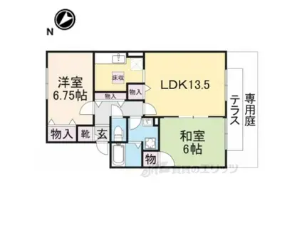 グランシャリオ B棟(2LDK/2階)の間取り写真