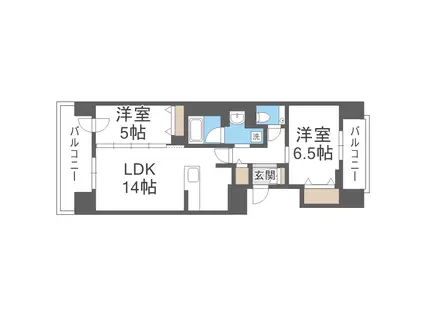 プレミスト札幌ステーション URBAN SEED(2LDK/14階)の間取り写真