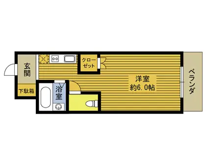スカイビル亀川(1K/3階)の間取り写真