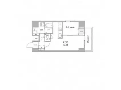 スカイグランデ新御徒町(1LDK/2階)の間取り写真
