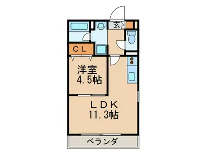 エクスベリーコート穂波(1LDK/3階)の間取り写真