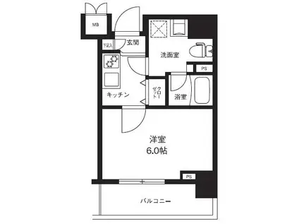 メインステージ横濱ポートサイド(1K/4階)の間取り写真