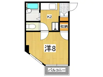 ルミエール・ヒロ(1K/2階)の間取り写真