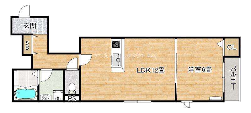 ハウスモメゾン大浜 B(1LDK/1階)の間取り写真