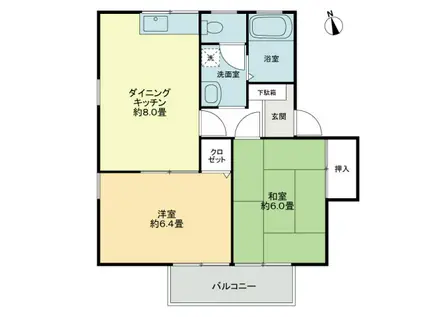 フォブール西尾(2DK/1階)の間取り写真