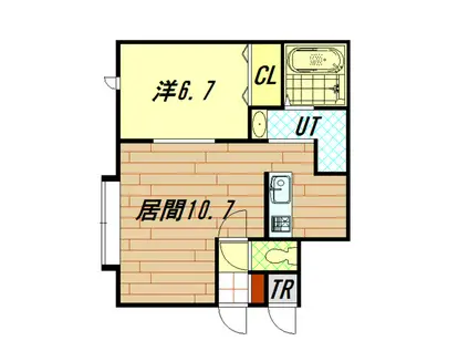 ノックフーク(1LDK/2階)の間取り写真
