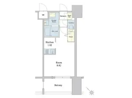 エンクレスト博多駅南SHARE(1K/14階)の間取り写真