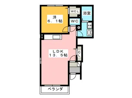 カーサ フェリーチェII(1LDK/1階)の間取り写真