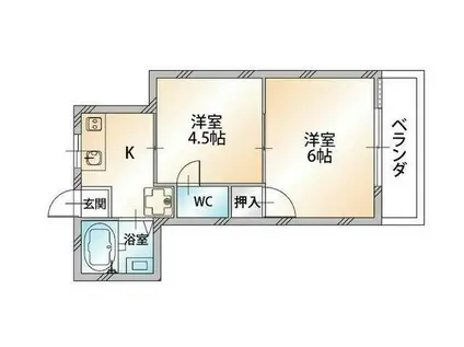 メゾンソレイユ(2K/1階)の間取り写真