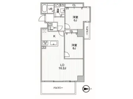 イースタンビル(2LDK/7階)の間取り写真