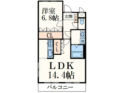 シャトー・ル・レーヴ壱番館(1LDK/1階)の間取り写真