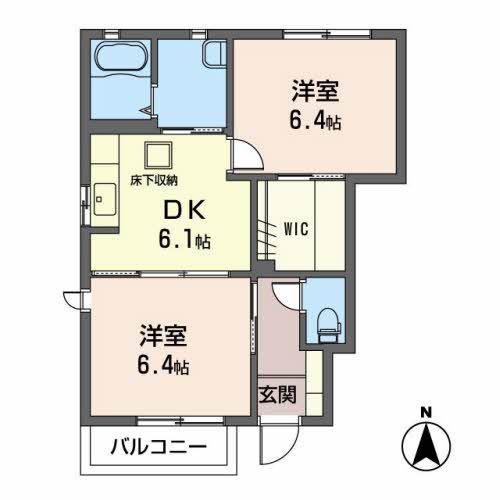 タウンコートB(2DK/1階)の間取り写真