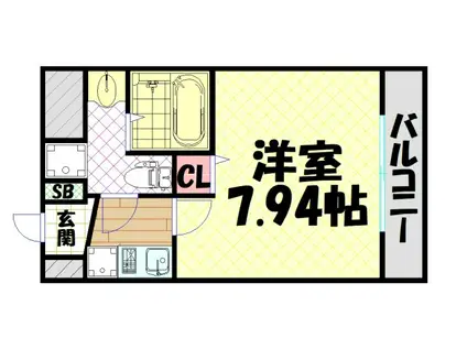 セレニテ難波西(1K/2階)の間取り写真