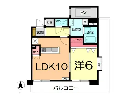 アイランドマンションII(1LDK/7階)の間取り写真