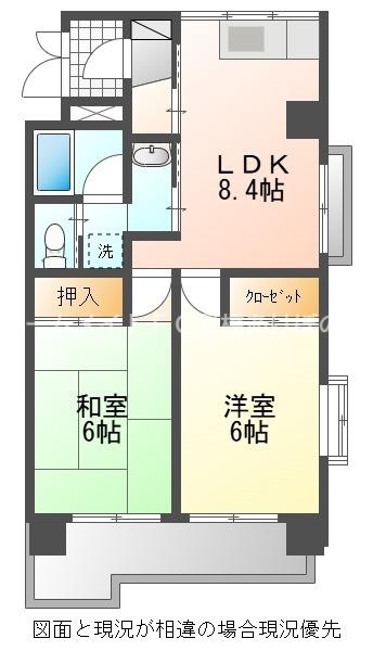 スカイハイツ石黒(2LDK/4階)の間取り写真