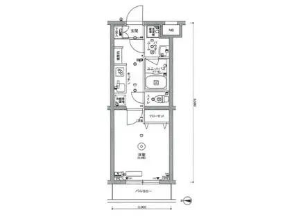 スカイコートパレス千川(1K/3階)の間取り写真