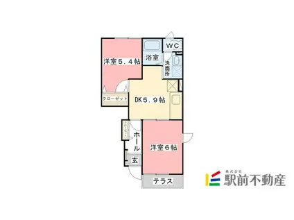 サンプラッツA(2DK/1階)の間取り写真