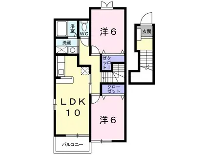 アローザ25A(2LDK/2階)の間取り写真