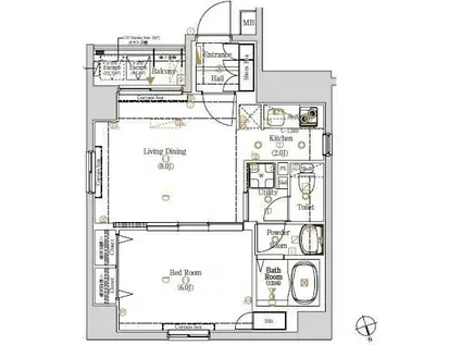 ログ銀座東(1LDK/2階)の間取り写真