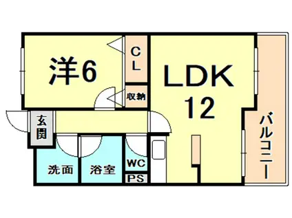 グランドールサンパティオ(1LDK/4階)の間取り写真
