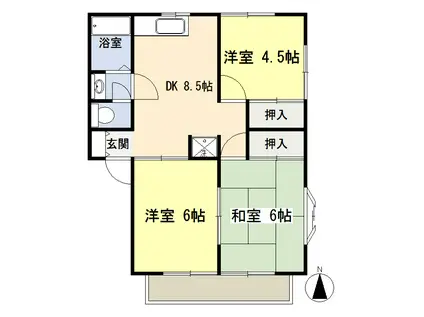 エクセレンスアライ D(3DK/2階)の間取り写真