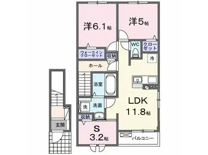 アンセスター貴船II(3LDK/2階)の間取り写真