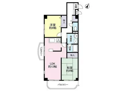 ドミール・アン(2LDK/2階)の間取り写真