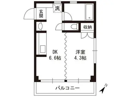 プエンテビル(1DK/4階)の間取り写真
