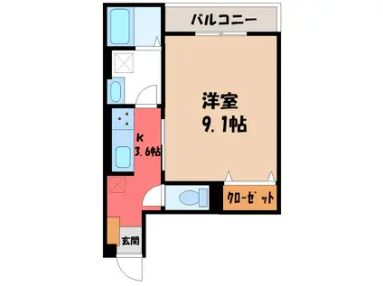 AKコンフォルト高崎栄町(1K/2階)の間取り写真