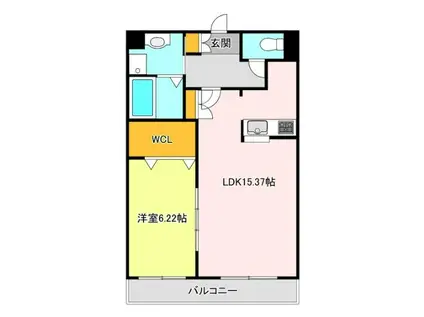 エソール中今泉(1LDK/7階)の間取り写真