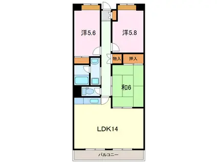 ロイヤルガーデン徳倉壱番館(3LDK/2階)の間取り写真