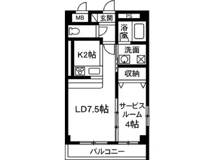 マンション エトワール(1LDK/2階)の間取り写真