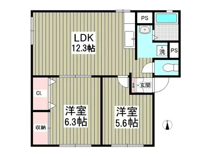 ソファレA(2LDK/1階)の間取り写真