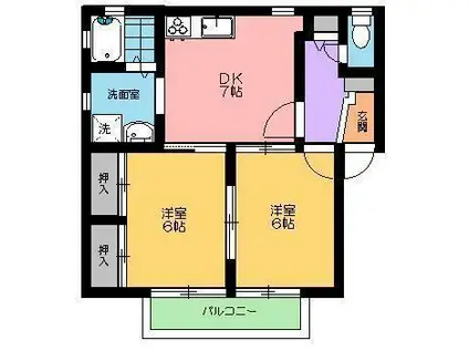 カモミール B(2DK/2階)の間取り写真