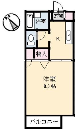 カーサ宇品(1K/2階)の間取り写真