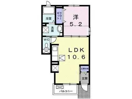 ミニョン カーサI(1LDK/1階)の間取り写真