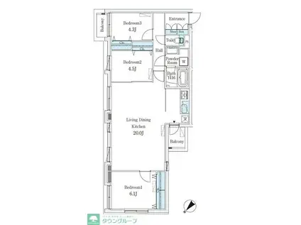 CREATIF学芸大学(3LDK/3階)の間取り写真