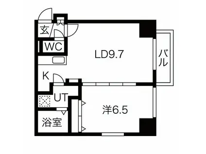 円山シャトー桂和坂下(1LDK/9階)の間取り写真