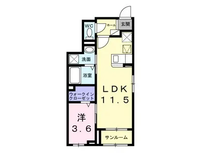 ヴァーチュ葵(1LDK/1階)の間取り写真