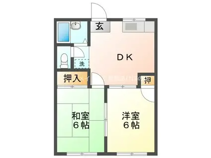 フローム藤沢 A(2DK/1階)の間取り写真