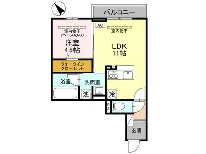グレイスフルN(1LDK/3階)の間取り写真
