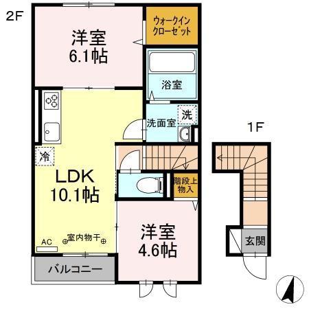 COLMAR(2LDK/2階)の間取り写真